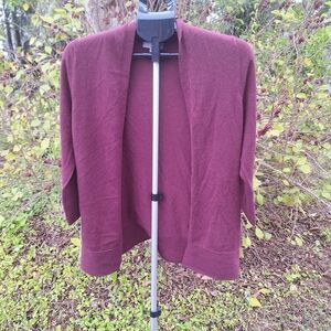 Evolution Woman's  Open Front Cardigan  Burgundy Sweater Sz XS 3/4 Sleeve NWOT